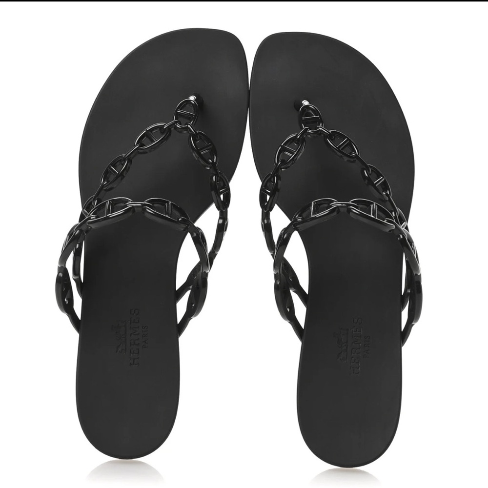 Hermes Island Sandals Black